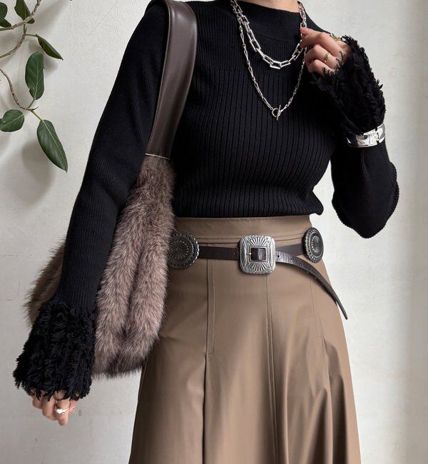  「【WEB限定】フリンジカフスリブニット」|ニット・セーター|