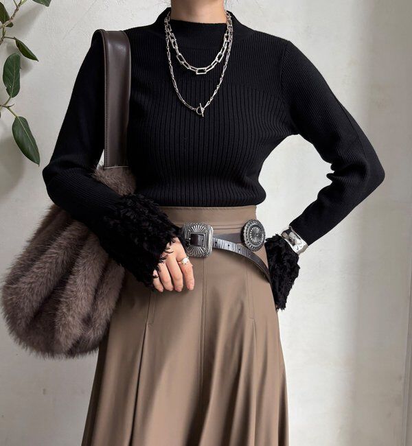  「【WEB限定】フリンジカフスリブニット」|ニット・セーター|