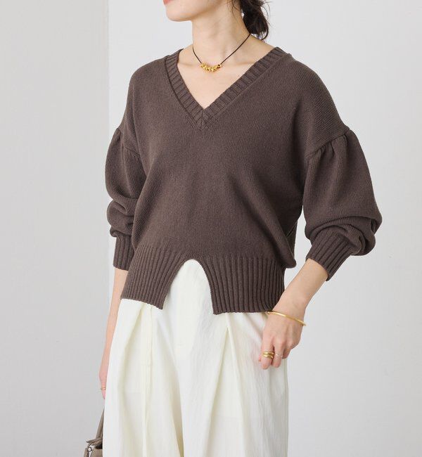  「予約【鮮度抜群】ギャザースリーブオーバーニット」|ニット・セーター|