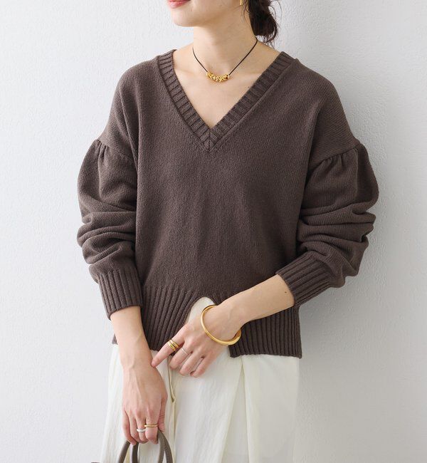  「予約【鮮度抜群】ギャザースリーブオーバーニット」|ニット・セーター|