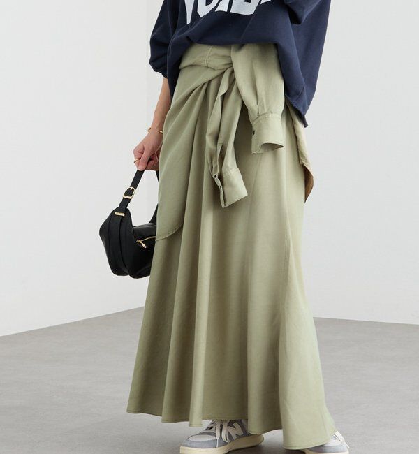  「予約【セットアップ可/上品な落ち感】ガーメントダイフレアバイアススカート」|スカート|カーキ