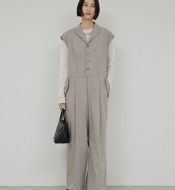  「オールインワン」|ワンピース|グレージュ