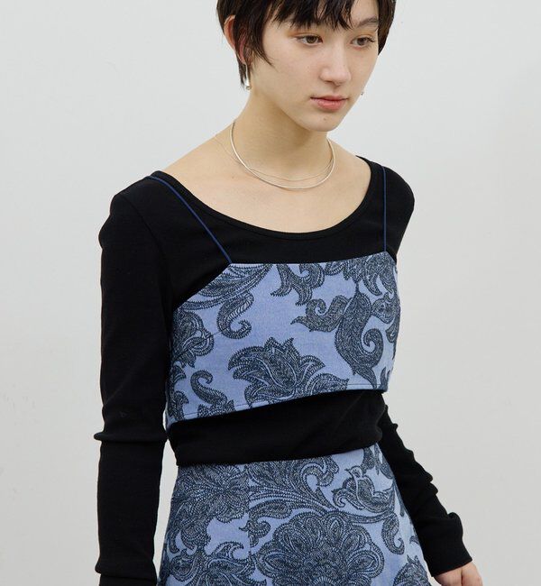  「【セットアップ対応】	ジャガードキャミ」|シャツ・ブラウス|ブルー