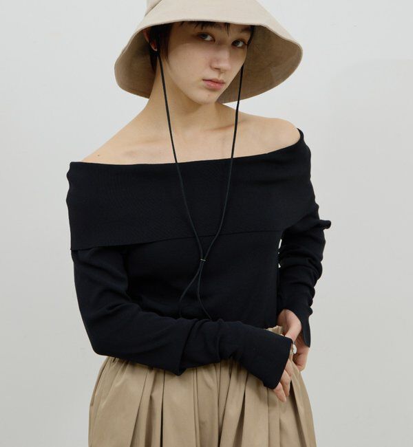  「【手洗い可】オフショルニット」|ニット・セーター|ブラック