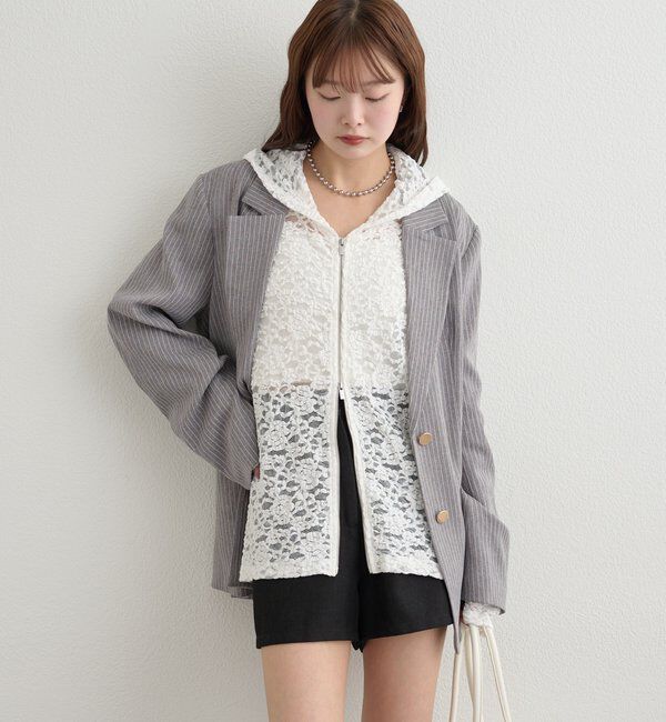  「レースフーディーパーカー」|パーカー|