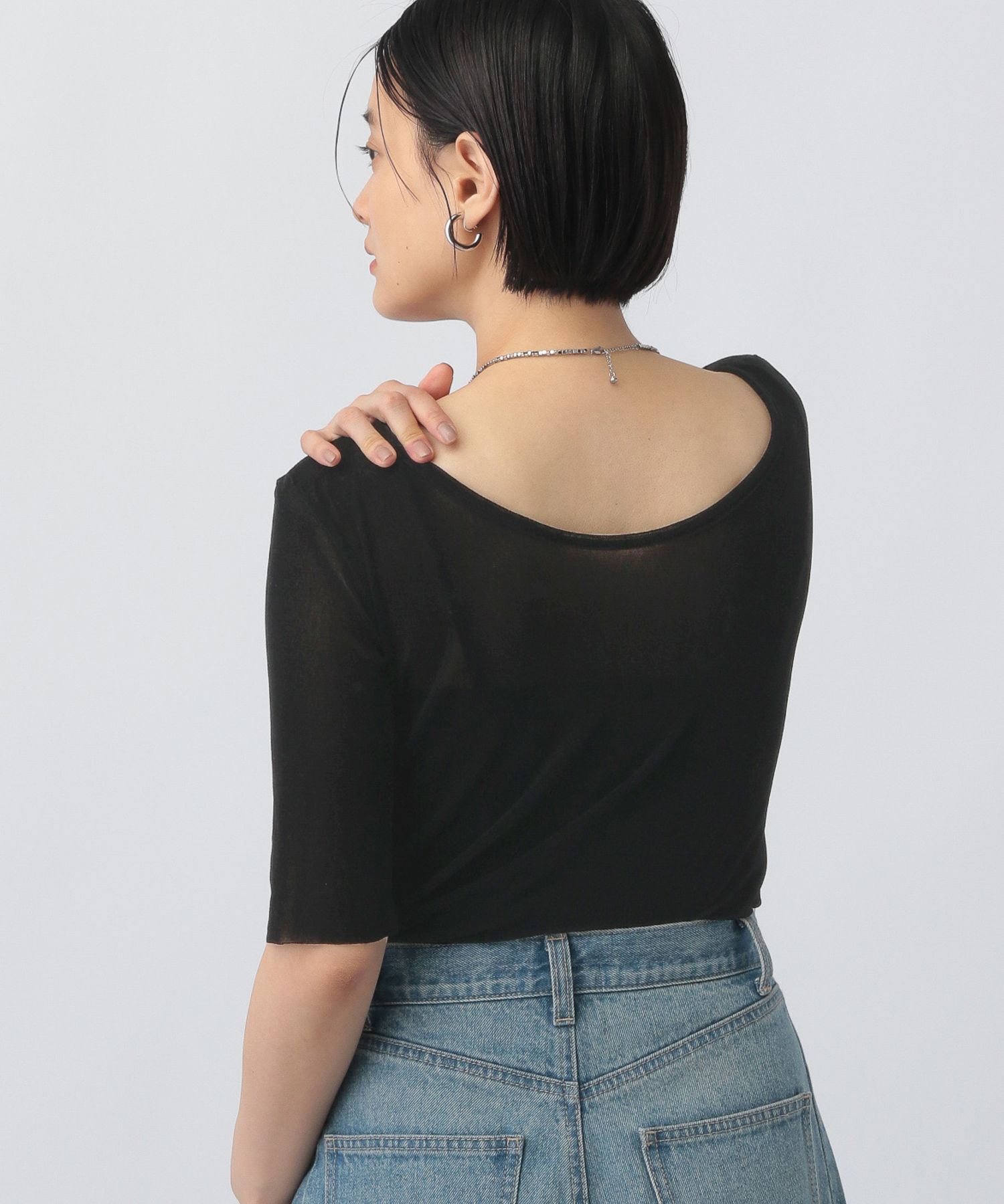 A part by 「ベロアプルオーバー_5分袖」|Tシャツ・カットソー|