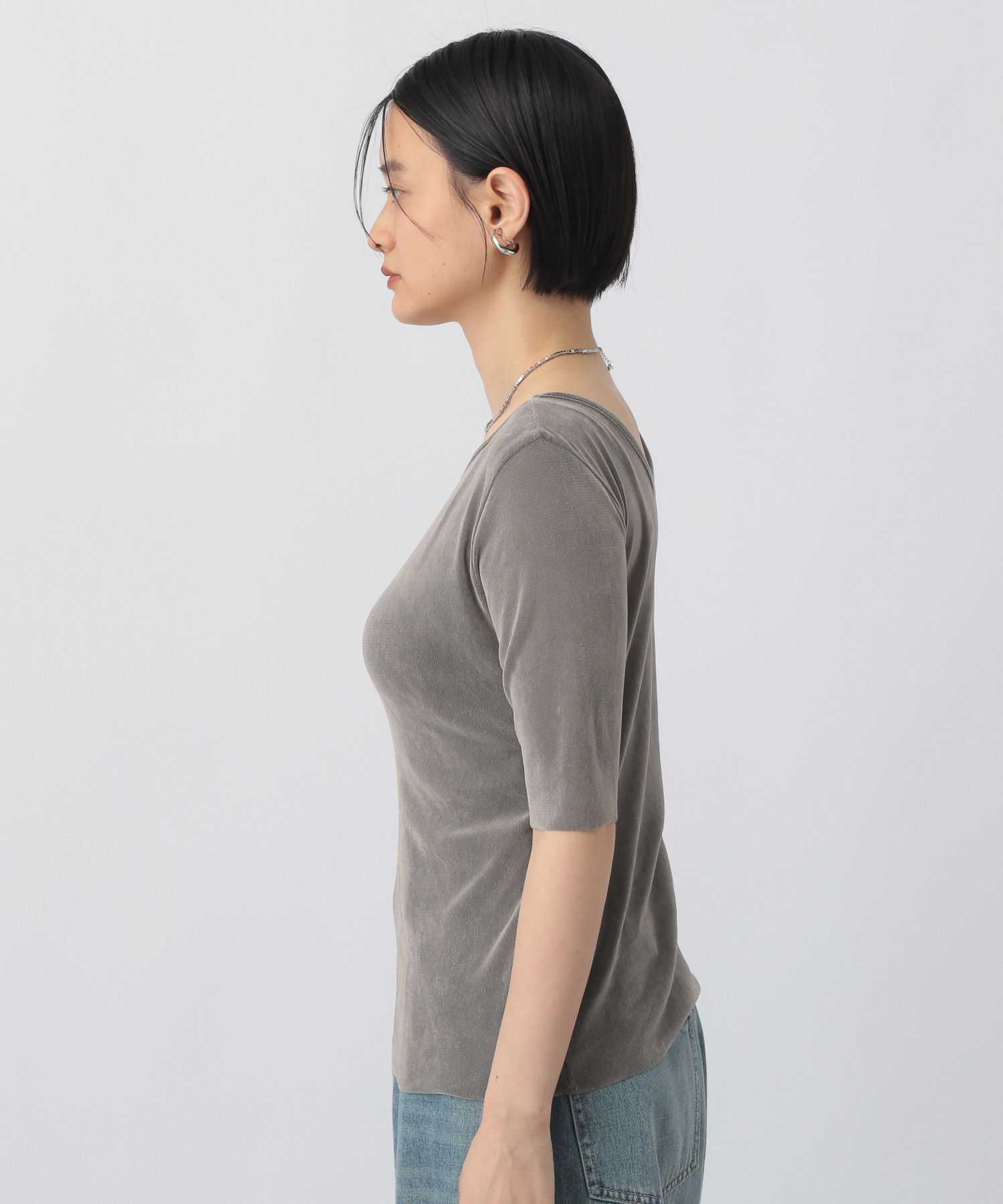 A part by 「ベロアプルオーバー_5分袖」|Tシャツ・カットソー|