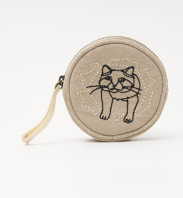 collex「【＋HAyU fabric】サークルポーチ 猫 刺繍」|ポーチ|