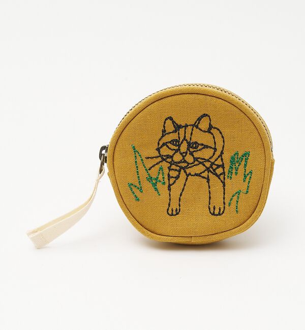 collex「【＋HAyU fabric】サークルポーチ 猫 刺繍」|ポーチ|