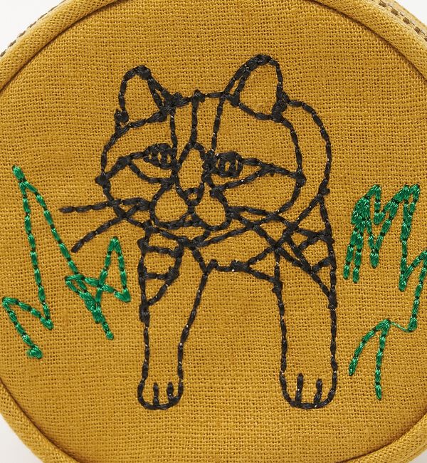 collex「【＋HAyU fabric】サークルポーチ 猫 刺繍」|ポーチ|