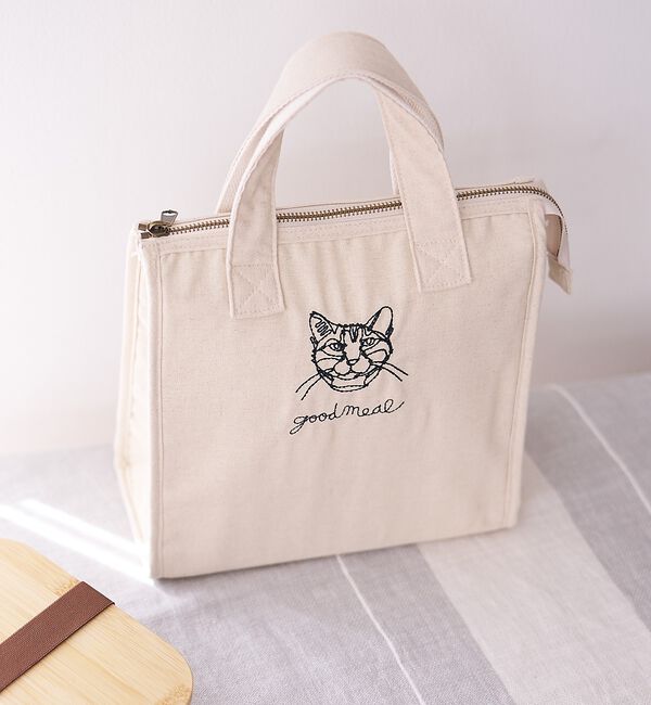 collex「【＋HAyU fabric】猫刺繍 ランチバッグ CAT　保冷・保温 レジャー」|エコバッグ|