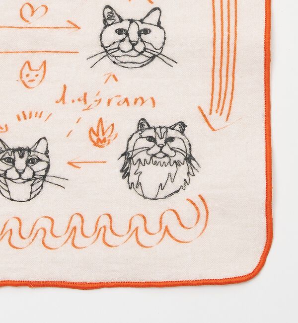 collex「【＋HAyU fabric】猫柄 ガーゼタオルハンカチ 綿100%」|ハンカチ|