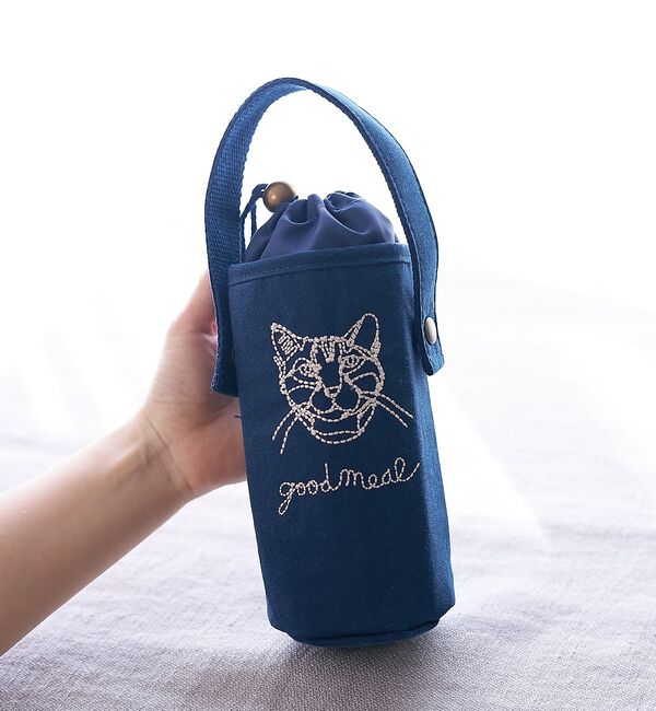 collex「【＋HAyU fabric】猫刺繍 ボトルケース 保冷・保温 レジャー」|食器・キッチングッズ|