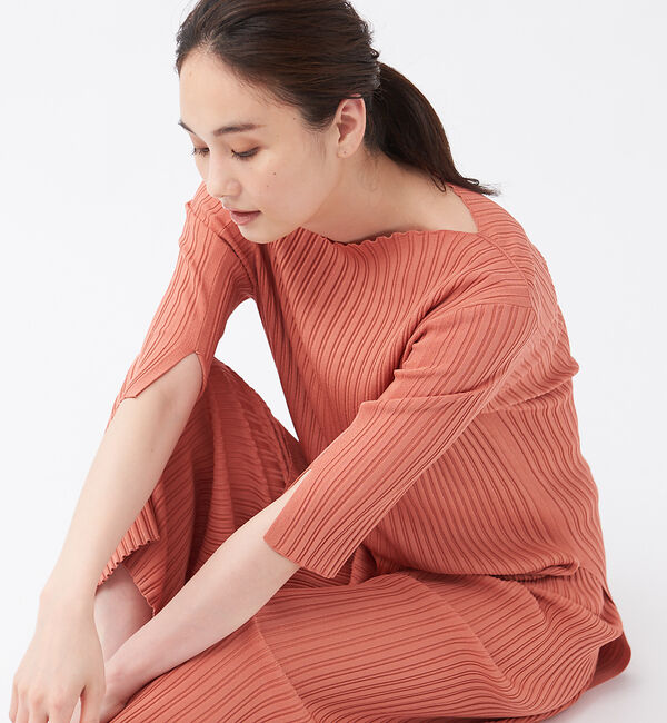 qualite「【WEB・一部店舗限定】《セットアップ対応》リブニットロングプルオーバー」|ニット・セーター|