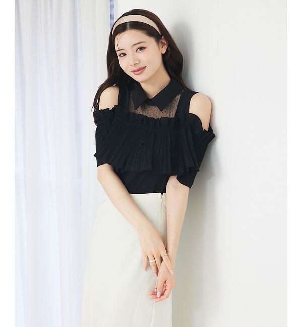 SELFIST「ショルダーオープンプリーツブラウス」|シャツ・ブラウス|