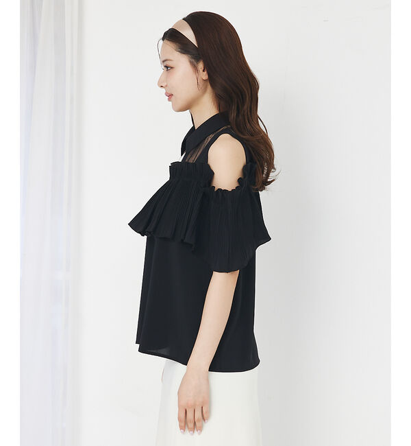 SELFIST「ショルダーオープンプリーツブラウス」|シャツ・ブラウス|