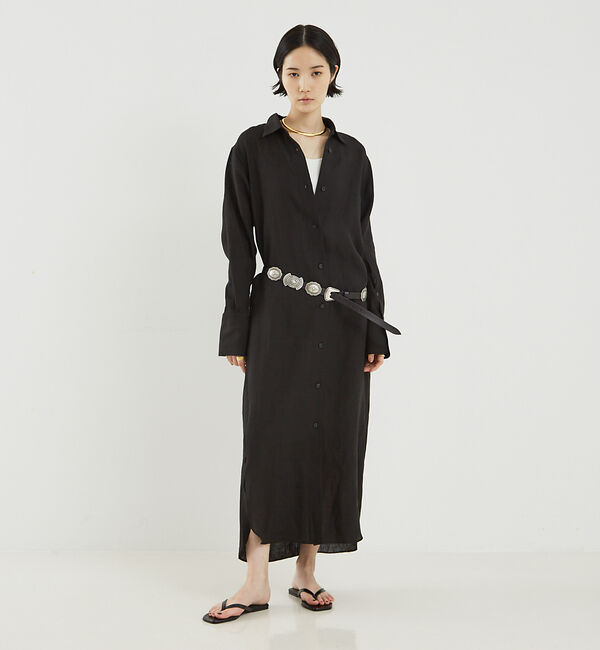The Store by C' 「【COCUCA】リネンシャツワンピース」|ワンピース|ブラック