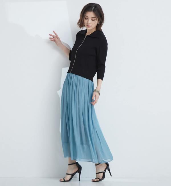 TIARA「ジップアップリブニット」|ニット・セーター|