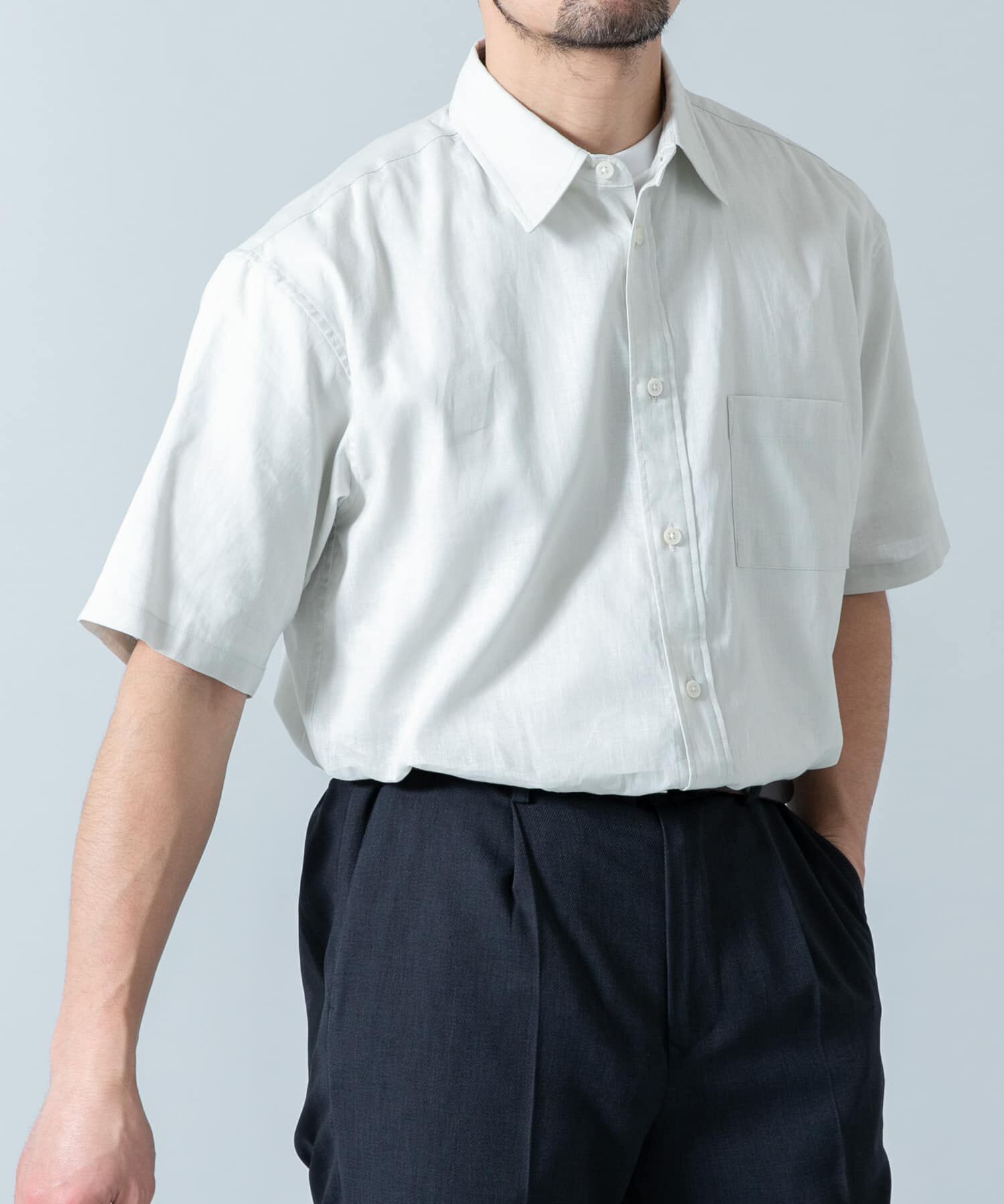 URBAN RESEARCH ROSSO「『XLサイズあり』リラックスコットンリネンレギュラーカラー半袖シャツ」|シャツ・ブラウス|