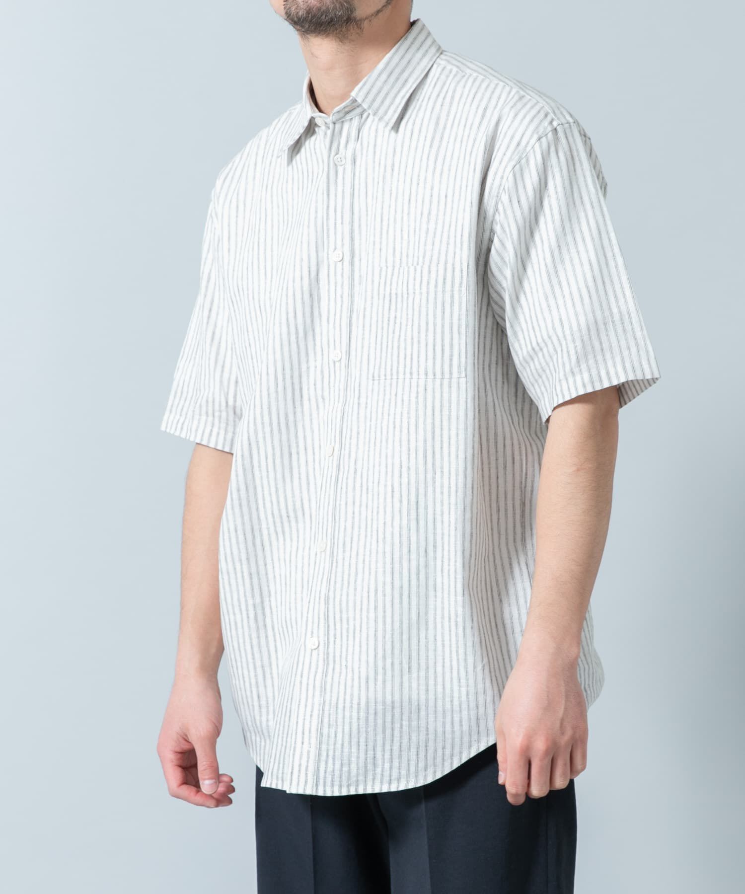 URBAN RESEARCH ROSSO「『XLサイズあり』リラックスコットンリネンレギュラーカラー半袖シャツ」|シャツ・ブラウス|