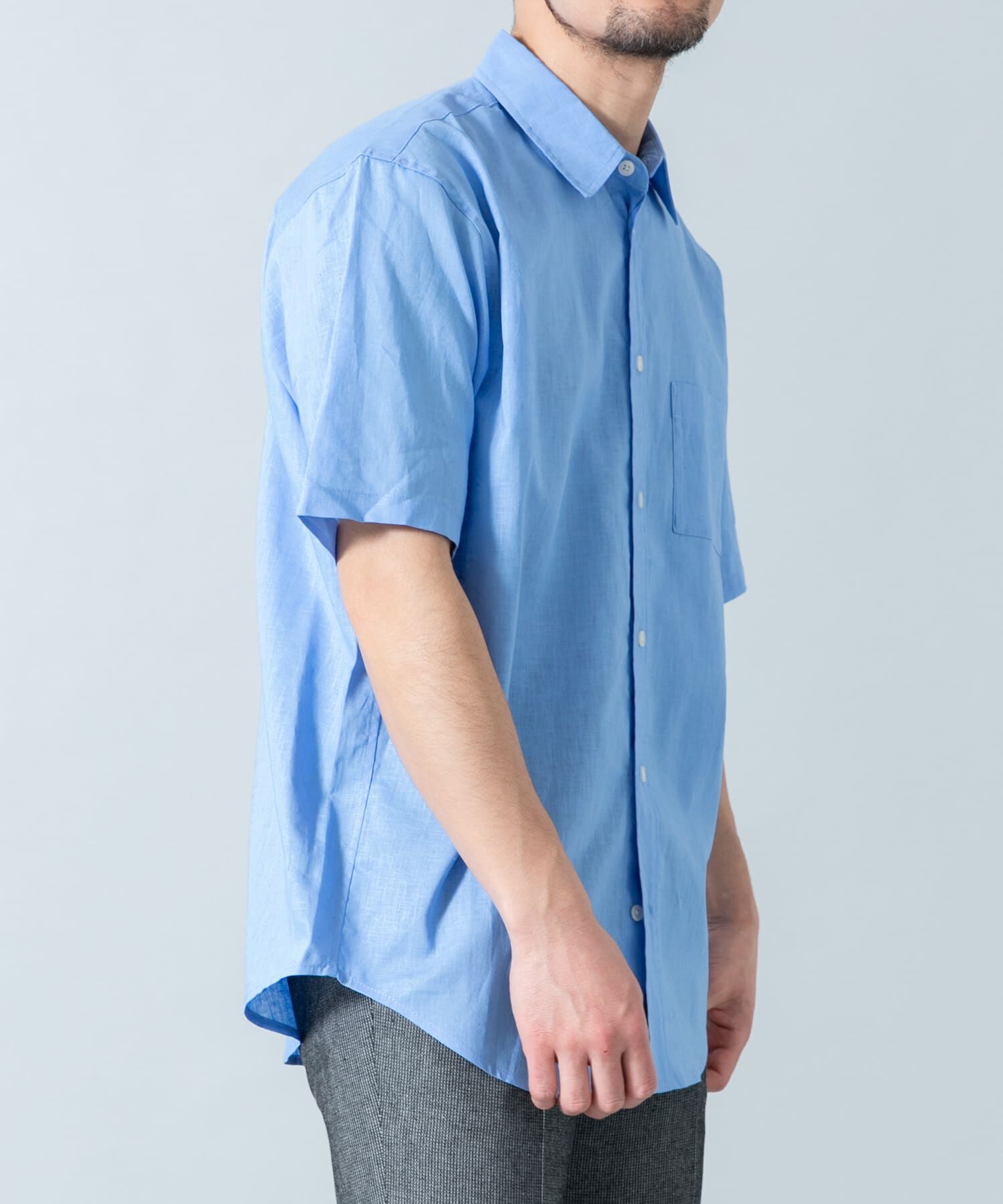 URBAN RESEARCH ROSSO「『XLサイズあり』リラックスコットンリネンレギュラーカラー半袖シャツ」|シャツ・ブラウス|