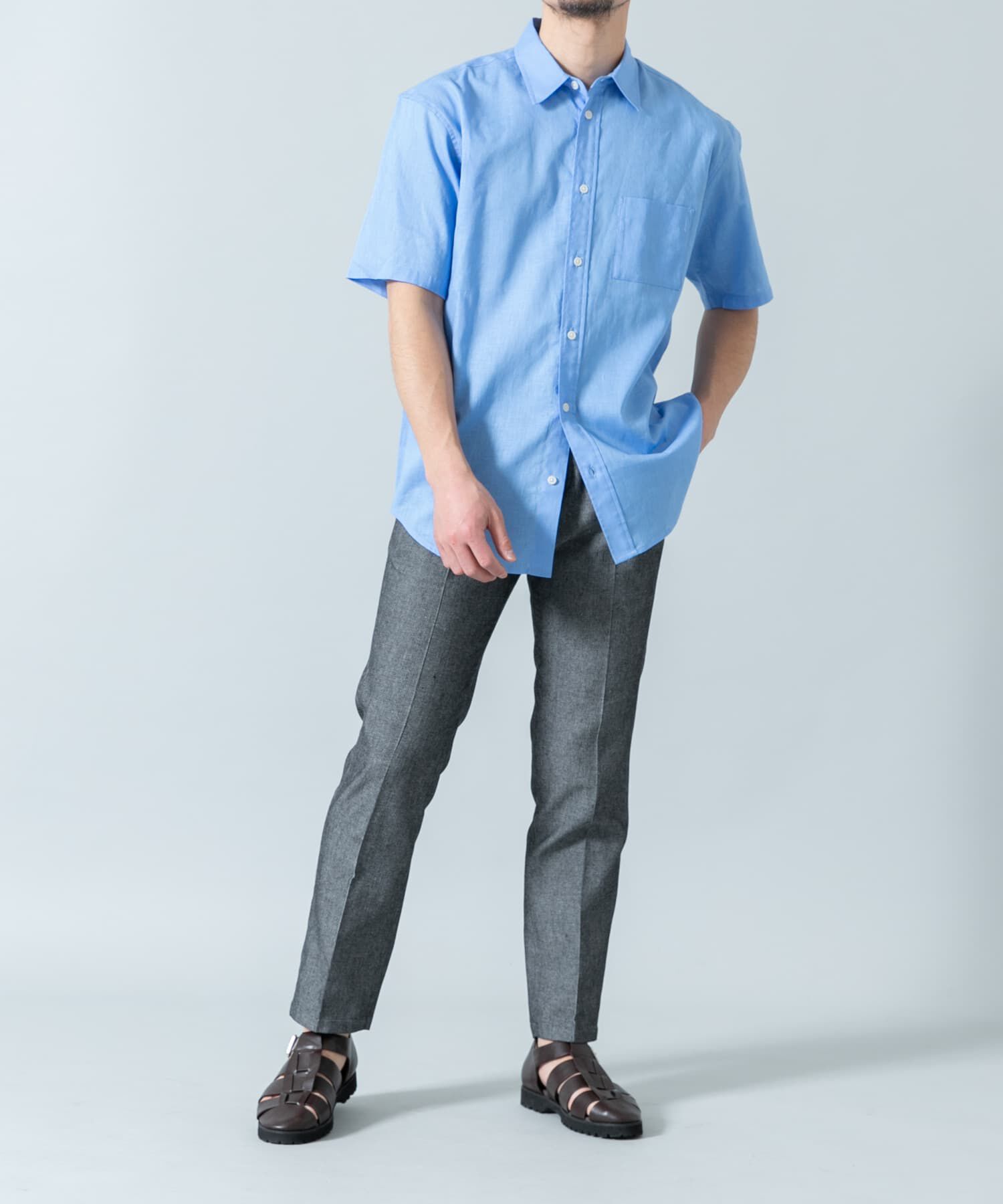 URBAN RESEARCH ROSSO「『XLサイズあり』リラックスコットンリネンレギュラーカラー半袖シャツ」|シャツ・ブラウス|