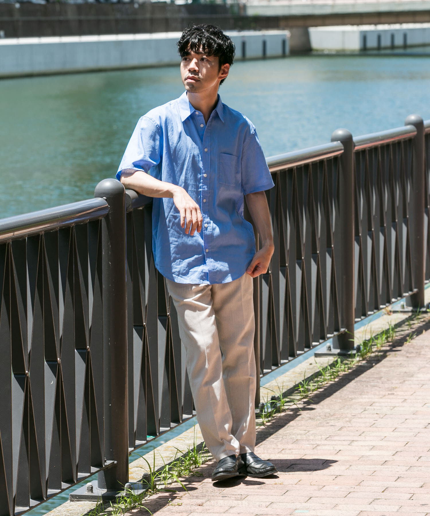 URBAN RESEARCH ROSSO「『XLサイズあり』リラックスコットンリネンレギュラーカラー半袖シャツ」|シャツ・ブラウス|