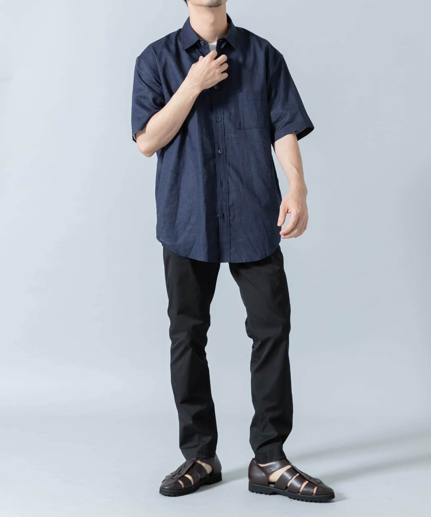 URBAN RESEARCH ROSSO「『XLサイズあり』リラックスコットンリネンレギュラーカラー半袖シャツ」|シャツ・ブラウス|