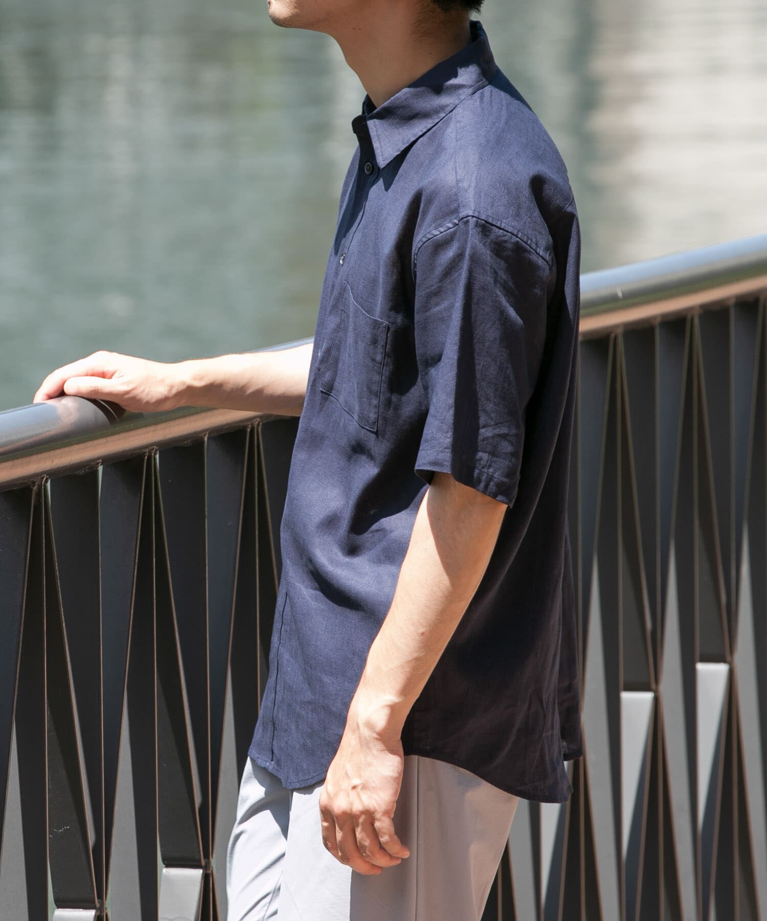 URBAN RESEARCH ROSSO「『XLサイズあり』リラックスコットンリネンレギュラーカラー半袖シャツ」|シャツ・ブラウス|