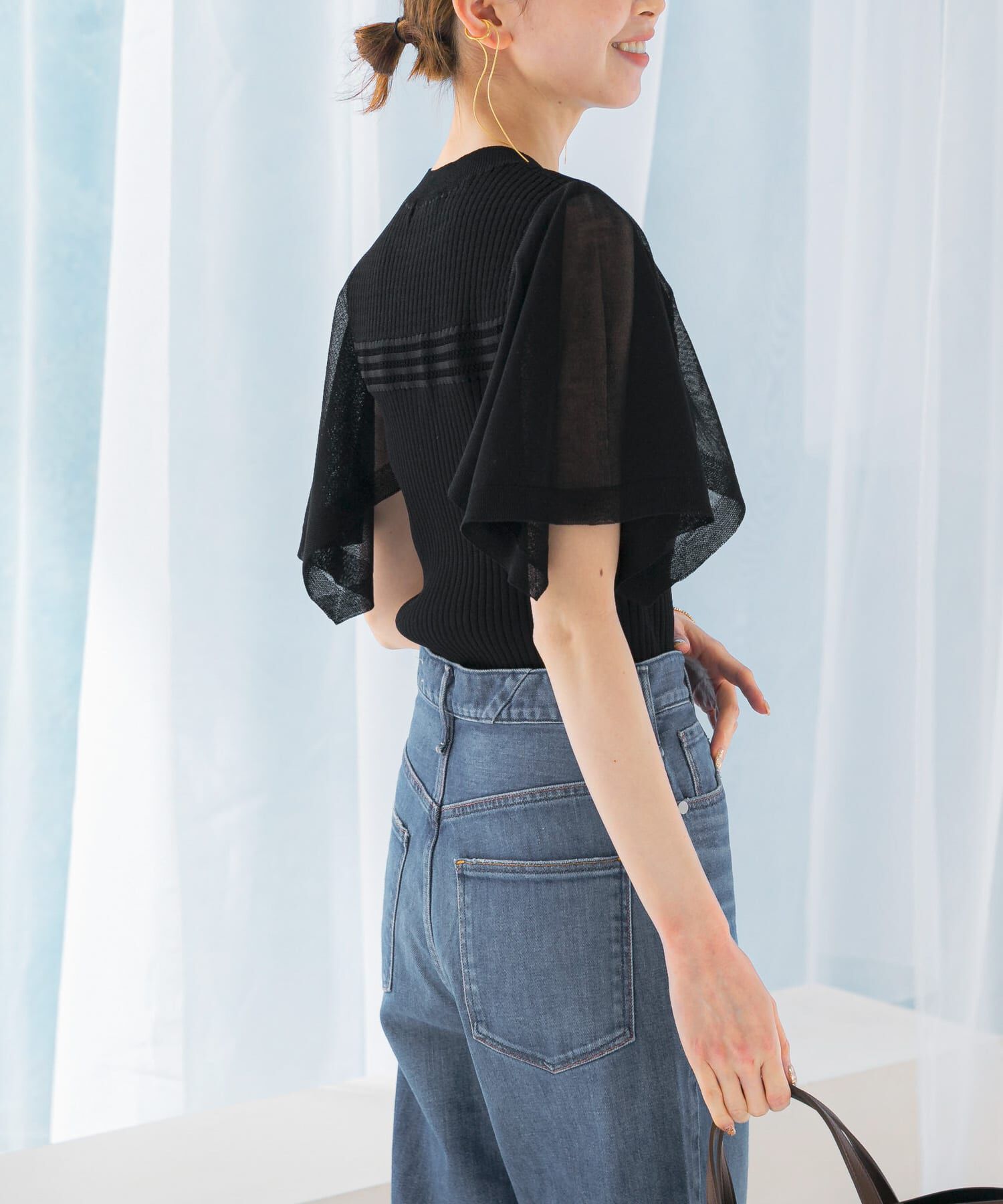 URBAN RESEARCH ROSSO「ハンカチスリーブリブニット」|ニット・セーター|