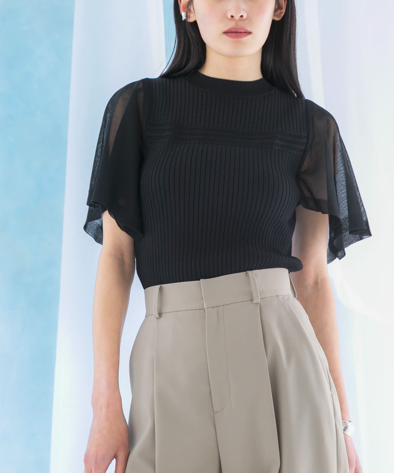 URBAN RESEARCH ROSSO「ハンカチスリーブリブニット」|ニット・セーター|