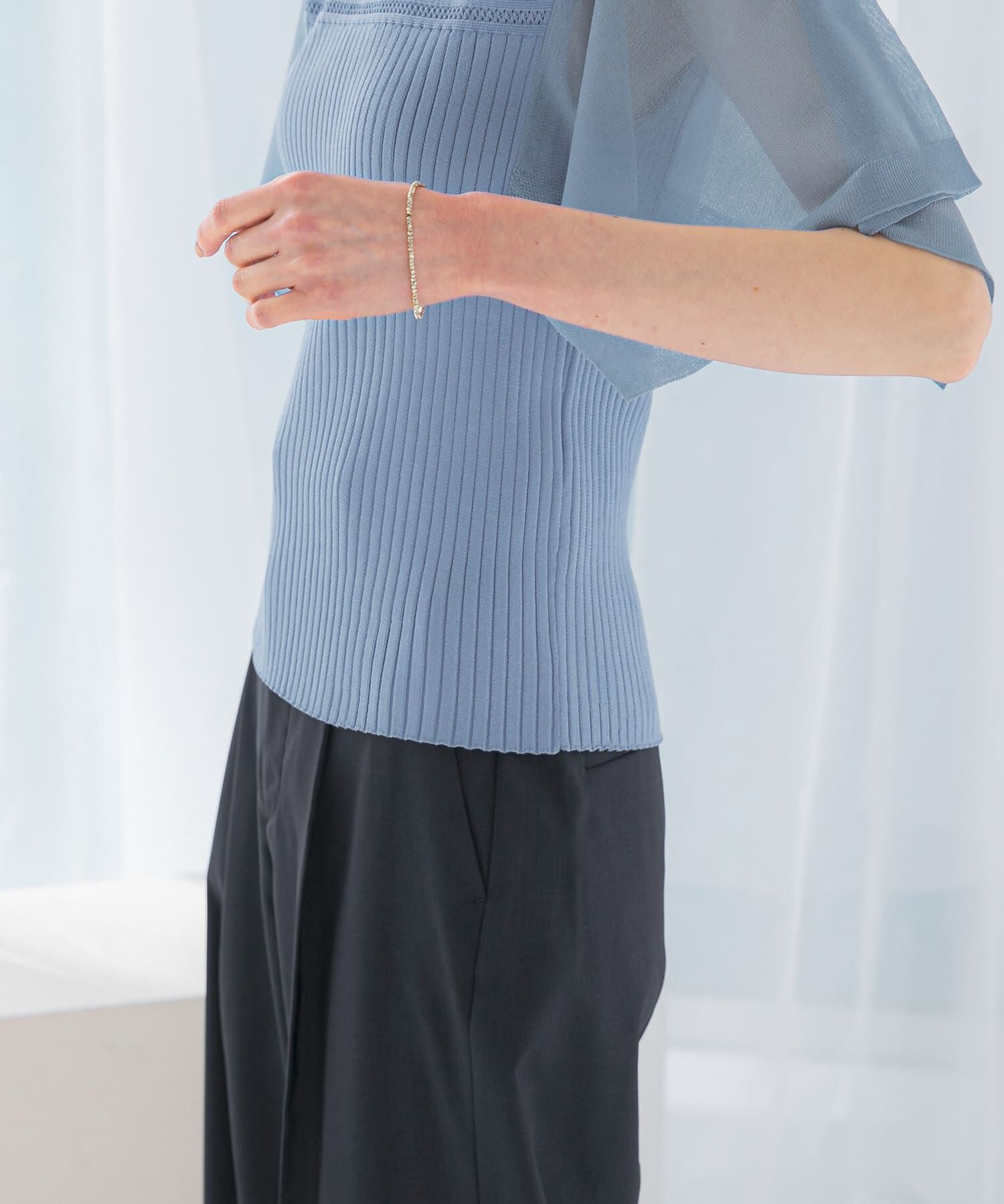 URBAN RESEARCH ROSSO「ハンカチスリーブリブニット」|ニット・セーター|