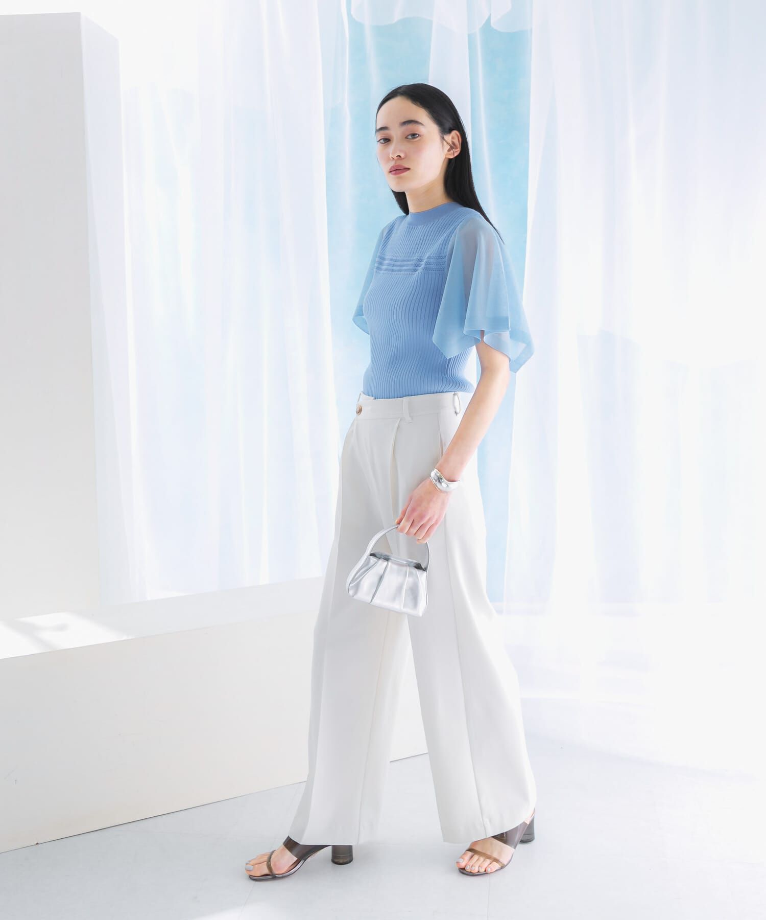 URBAN RESEARCH ROSSO「ハンカチスリーブリブニット」|ニット・セーター|