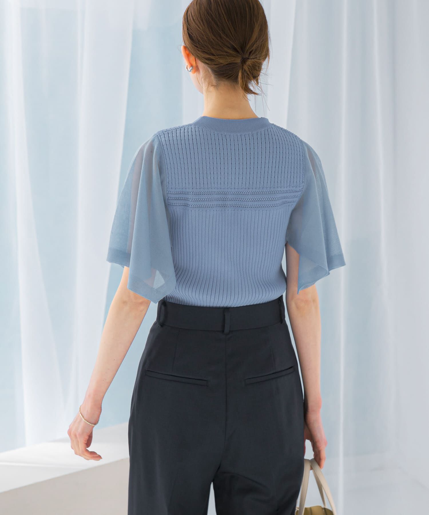 URBAN RESEARCH ROSSO「ハンカチスリーブリブニット」|ニット・セーター|