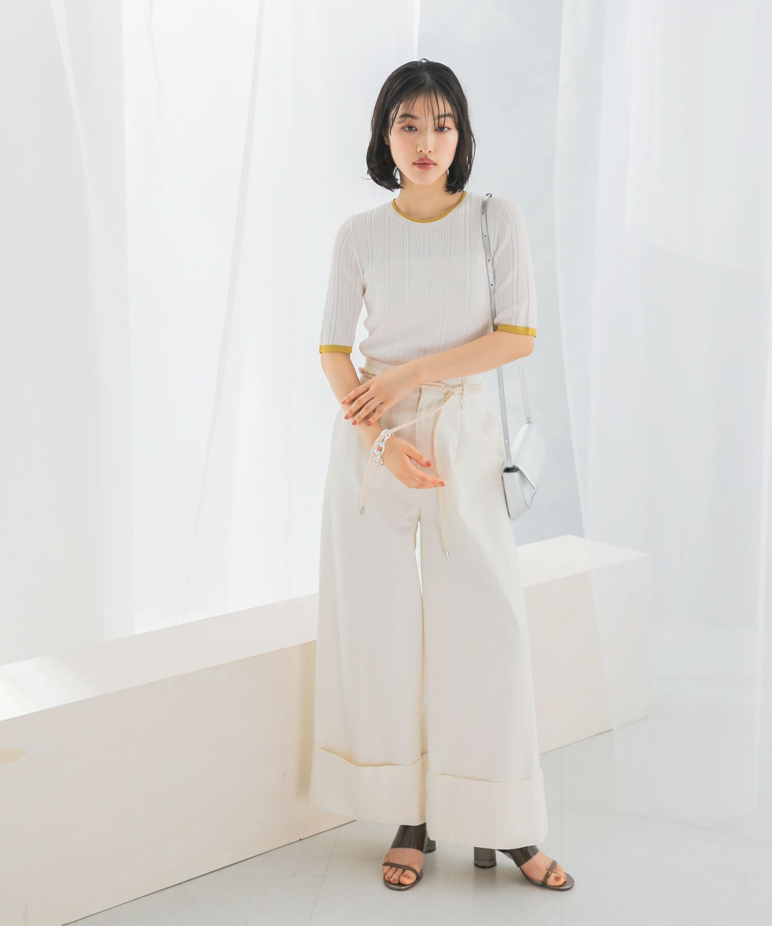 URBAN RESEARCH ROSSO「アンチピリングバイカラーリブニット」|ニット・セーター|