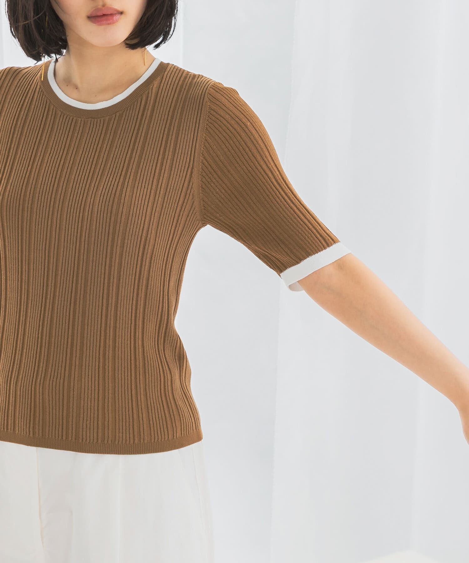 URBAN RESEARCH ROSSO「アンチピリングバイカラーリブニット」|ニット・セーター|