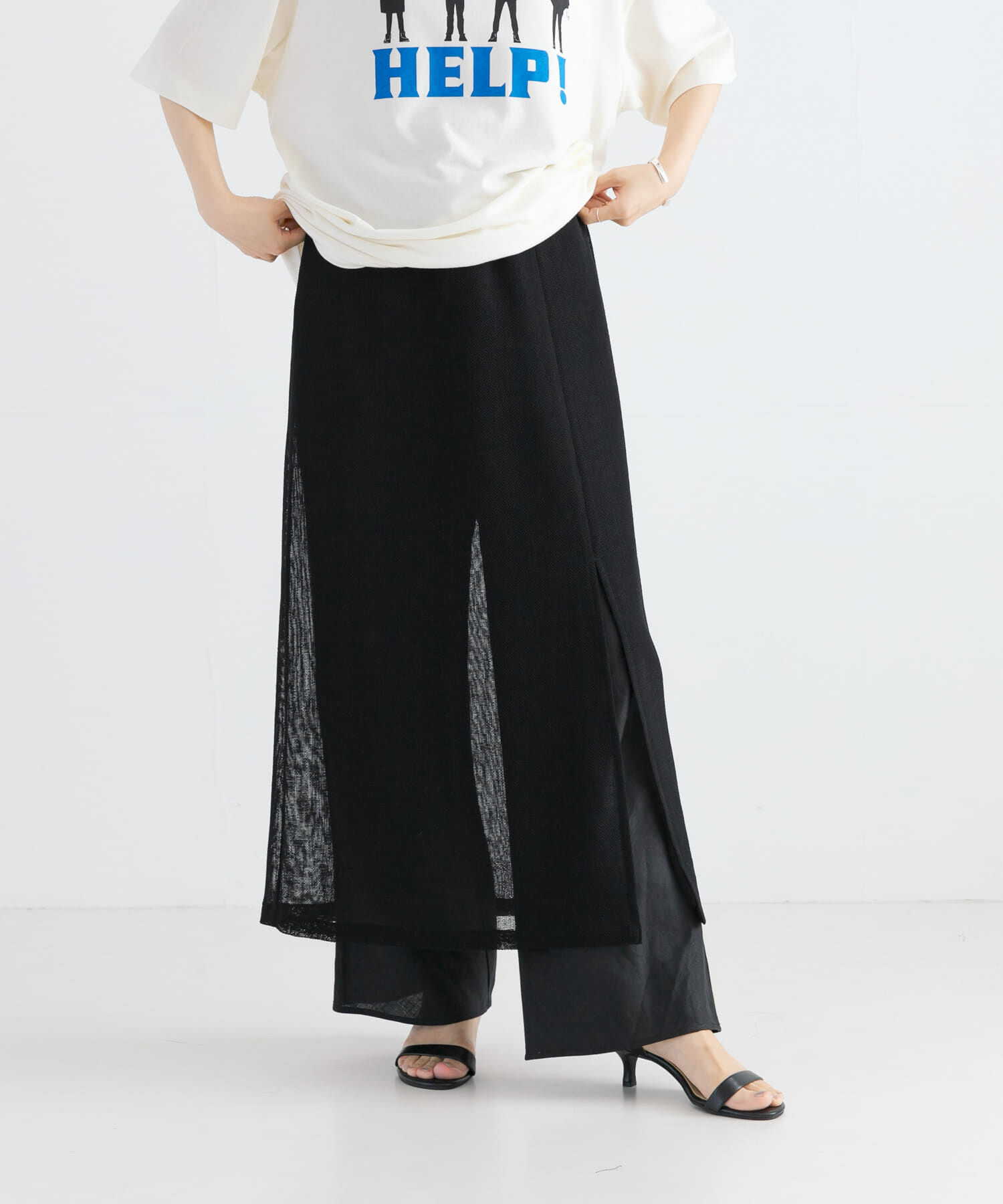 URBAN RESEARCH「カラミレイヤードスカート」|スカート|ブラック