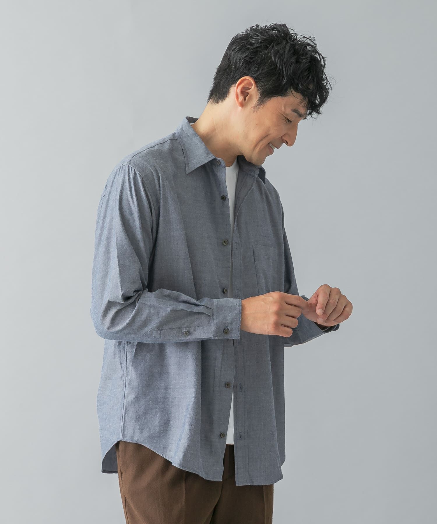 URBAN RESEARCH ROSSO「『蓄熱 / XLサイズあり』アーバンリラックスサーモネルレギュラーシャツ」|シャツ・ブラウス|