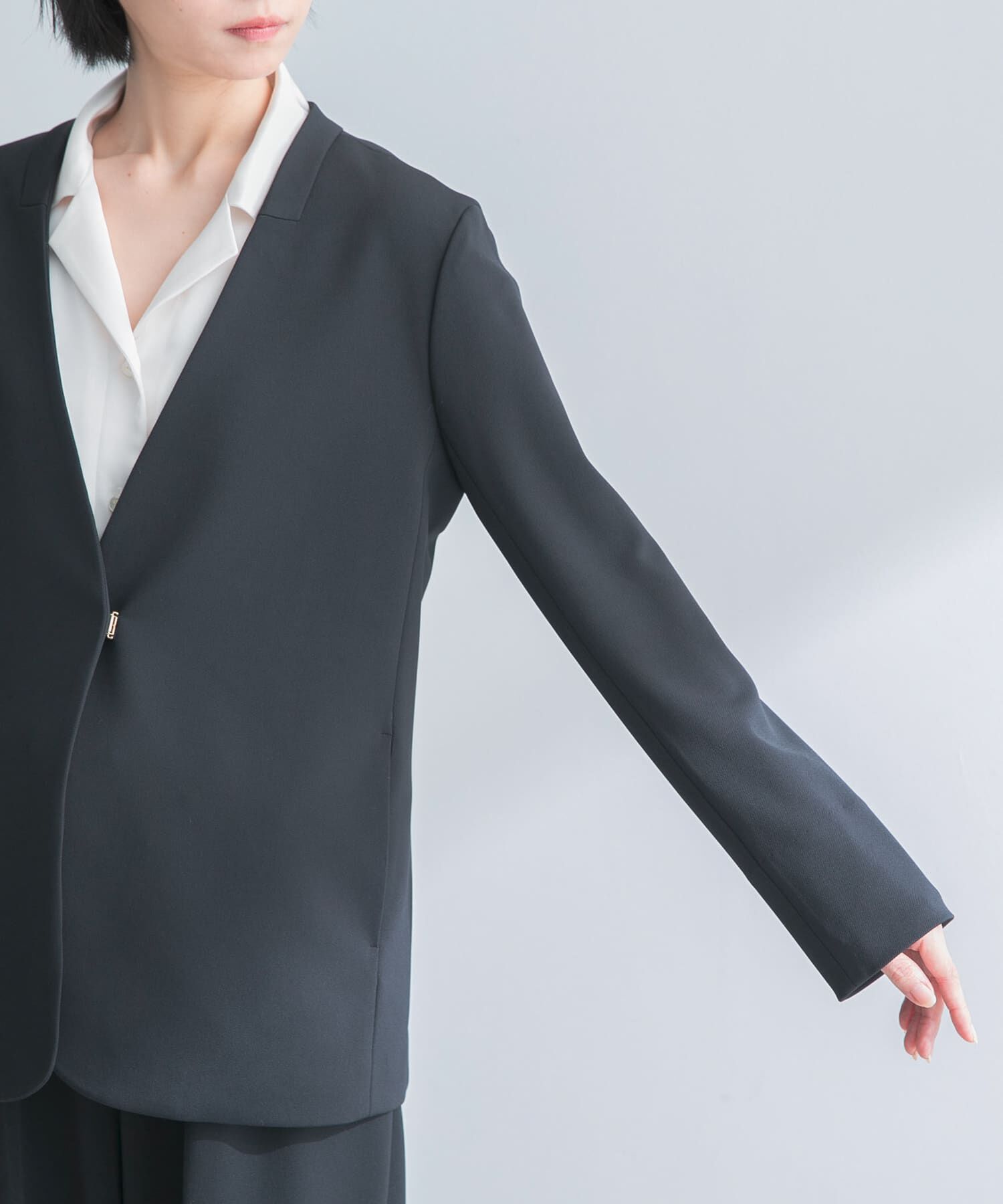 URBAN RESEARCH ROSSO「ストレッチツイルノーカラージャケット」|ノーカラージャケット|