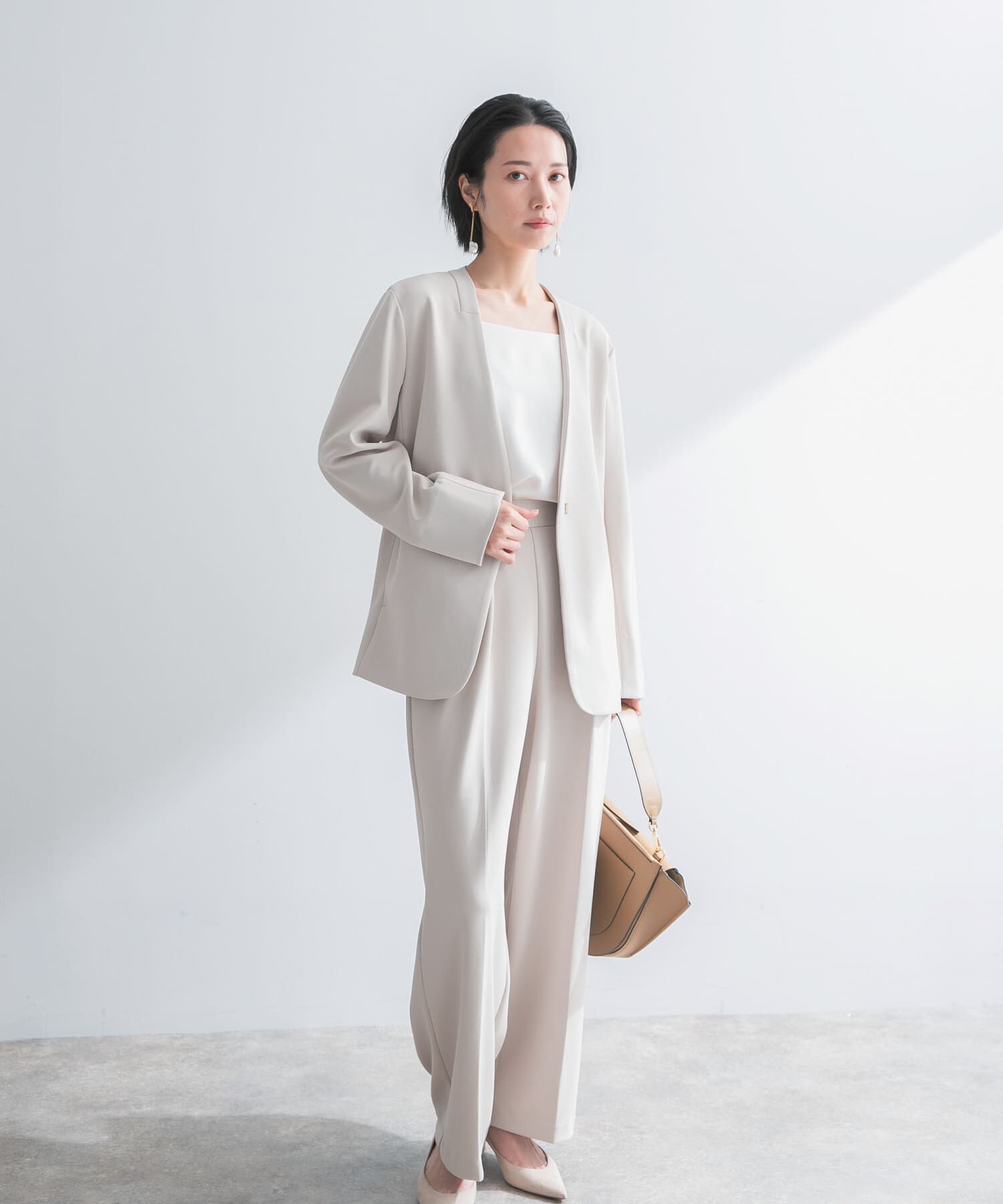 URBAN RESEARCH ROSSO「ストレッチツイルノーカラージャケット」|ノーカラージャケット|