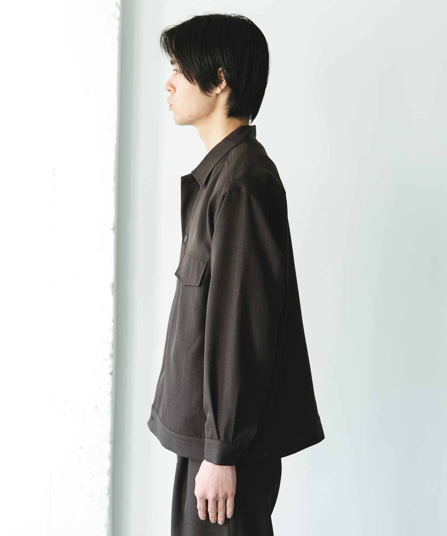 URBAN RESEARCH DOORS「セオアルファトラッカージャケット」|ノーカラーコート|