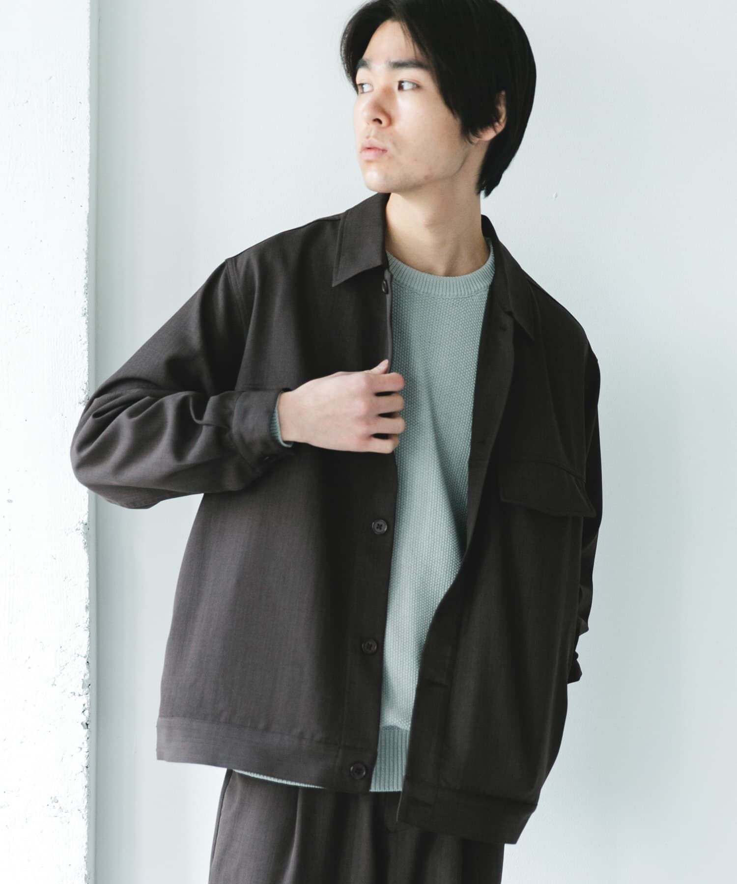 URBAN RESEARCH DOORS「セオアルファトラッカージャケット」|ノーカラーコート|