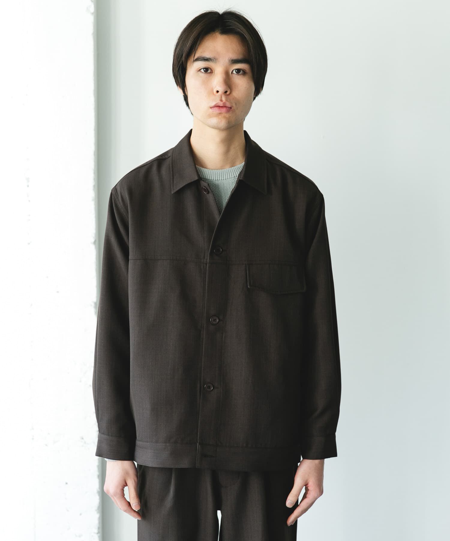 URBAN RESEARCH DOORS「セオアルファトラッカージャケット」|ノーカラーコート|