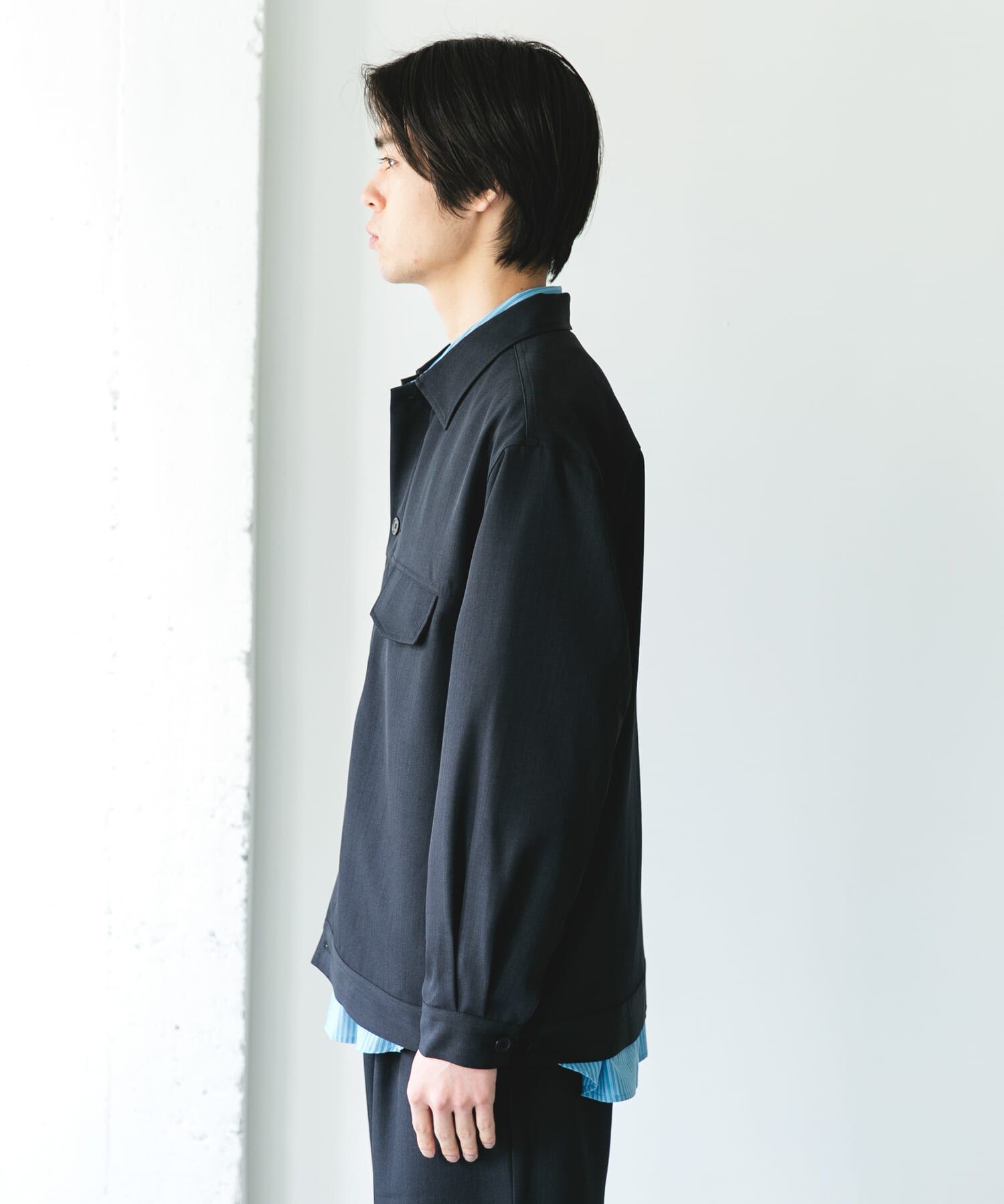 URBAN RESEARCH DOORS「セオアルファトラッカージャケット」|ノーカラーコート|