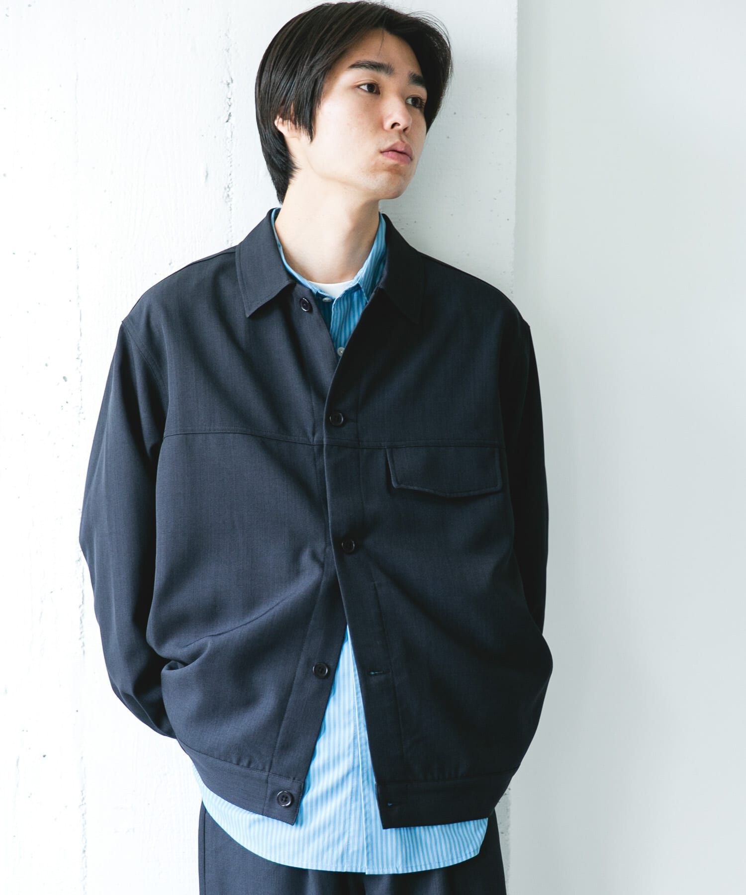 URBAN RESEARCH DOORS「セオアルファトラッカージャケット」|ノーカラーコート|