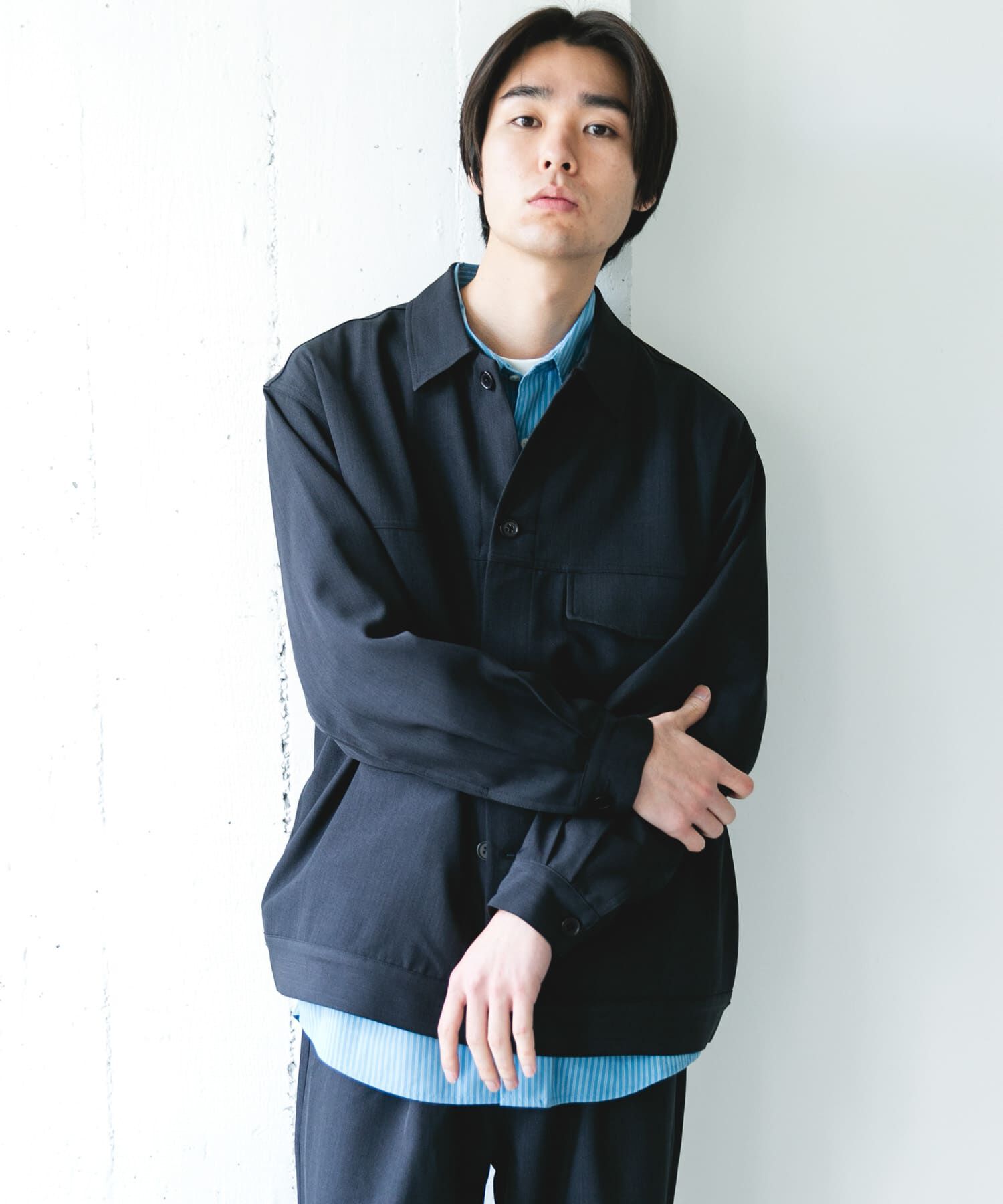 URBAN RESEARCH DOORS「セオアルファトラッカージャケット」|ノーカラーコート|