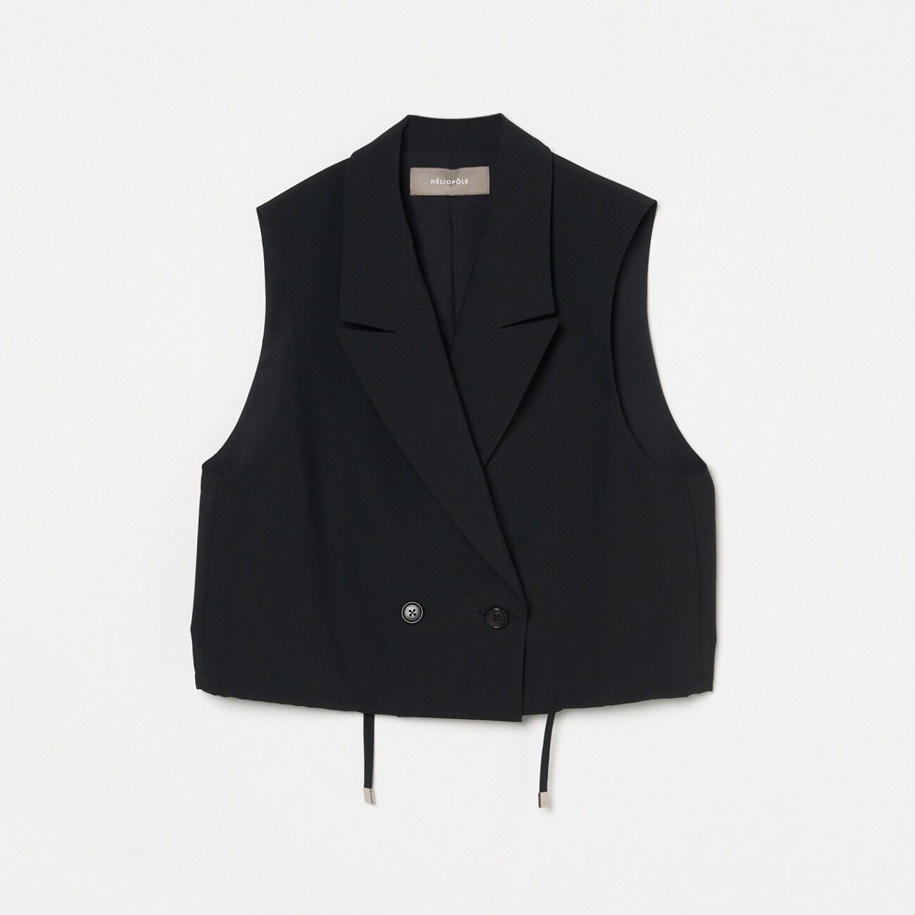 HELIOPOLE「HELIOPOLE CROPPED TAILORED VEST」|ベスト・ジレ|ブラック