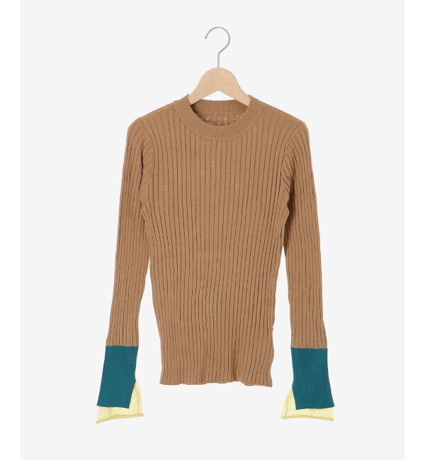  「《WEB限定アイテム》レイヤードカフス配色リブニット」|ニット・セーター|