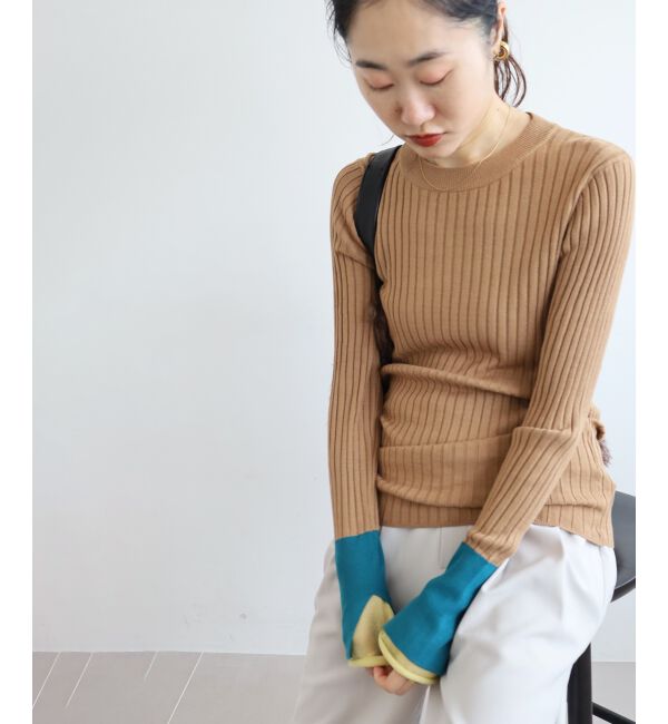  「《WEB限定アイテム》レイヤードカフス配色リブニット」|ニット・セーター|