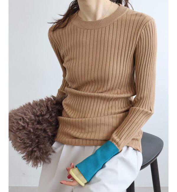  「《WEB限定アイテム》レイヤードカフス配色リブニット」|ニット・セーター|